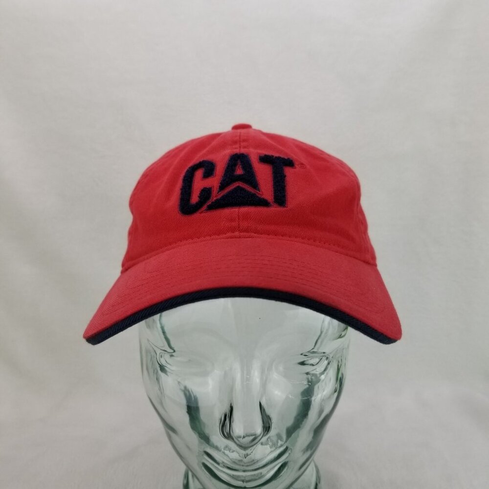 ✅Caterpillar CAT Authentic Baseball Cap Red Raised Black Logo Adjustable OSFA - Picture 5 of 11